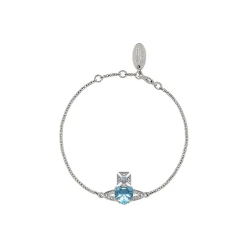 Вивьен Вествуд Искусственный кристалл Saturn Сердце Синий бриллиант Украшение Браслет Женское Серебро Синий