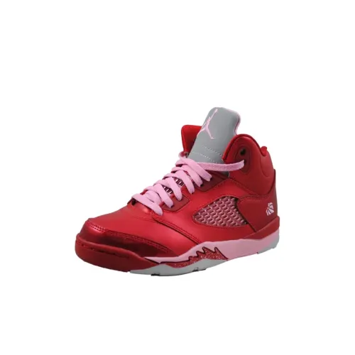 Jordan Air Джордан 5 High Топ Детские Баскетбольные Кроссовки Красный Для Детей Возрастом 3-7 Лет