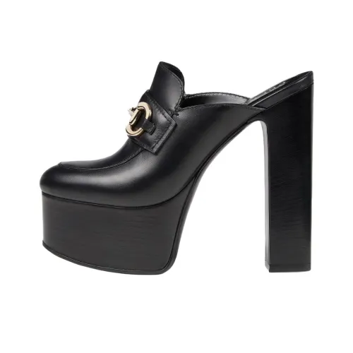 GUCCI Застежка Horsebit Домашние тапочки 14,4CM Женские Черные