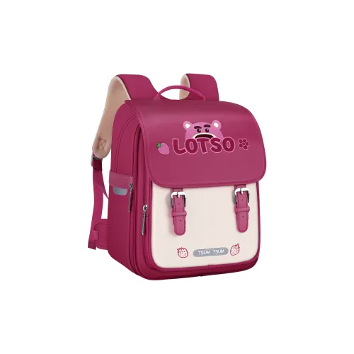 Disney Strawberry Bear Series Oxford Patchwork PU (полиуретан) Студенческая сумка Стандартная Женская Розовая Красная