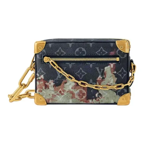 LOUIS VUITTON SOFT TRUNK Кожа Сумка для коробок Сумка на плечо Мини Мужская Чернильно-синий