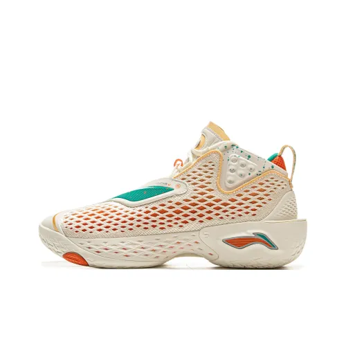 LiNing BadFive 5 Противоскользящий Устойчивый к износу Дышащий Отскок Сцепление MID Топ Баскетбольные кроссовки Мужской Экрю