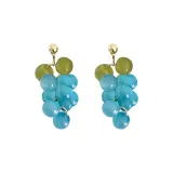 Фиолетовые серьги-кольца с виноградным украшением, 1 пара (циан)