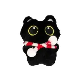 Маленький Черный Кот + Красный Белый Шарф [Мяу Мяу Стиль Позиционирования]