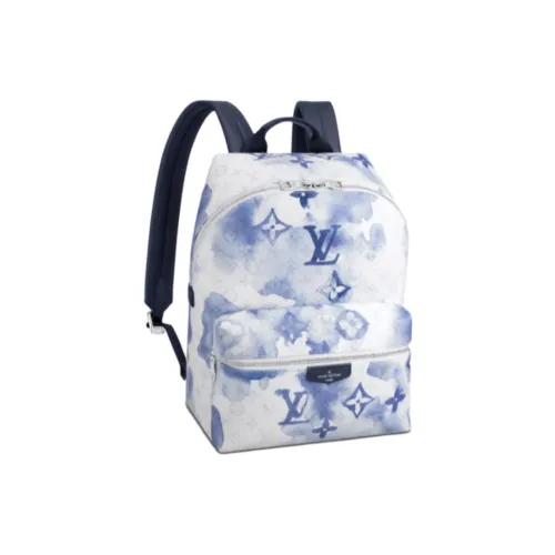LOUIS VUITTON Discovery Покрытый холст Рюкзак Мужской Tie Dye Акварель Синий