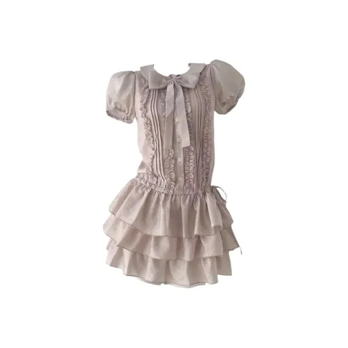 GRAYISMOON Короткое платье с короткими рукавами женское