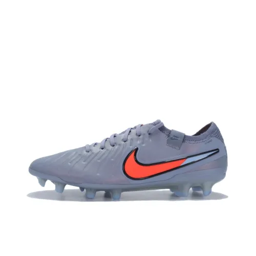 Nike Tiempo Legend 10 Slip-Resistant Abrasion-Resistant Football Cleats Unisex Silver Gray Найк Тайме Легенд 10 Противоскользящие Устойчивые к Износу Футбольные Бутсы Унисекс Серебряный Серый