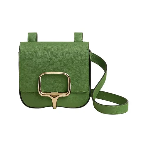 HERMES Della Cavalleria Epsom Телячья кожа Сумка на плечо Мини Женские A8 Yuka Лента Зеленый