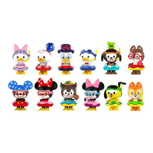 POP MART Микки Маус Disney Family Pool Party Collection Слепые коробки Один Mystery Коробка Целая коробка 12 шт