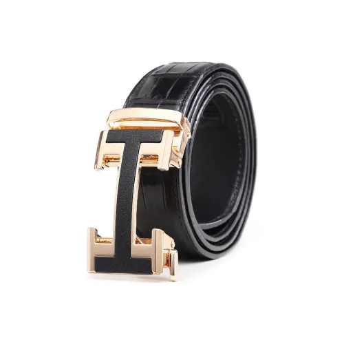ROSEROOEN Ремни из натуральной коровьей кожи Унисекс Черный с золотой застежкой Черный с серебряной застежкой Черный с металлической застежкой 3,5 см