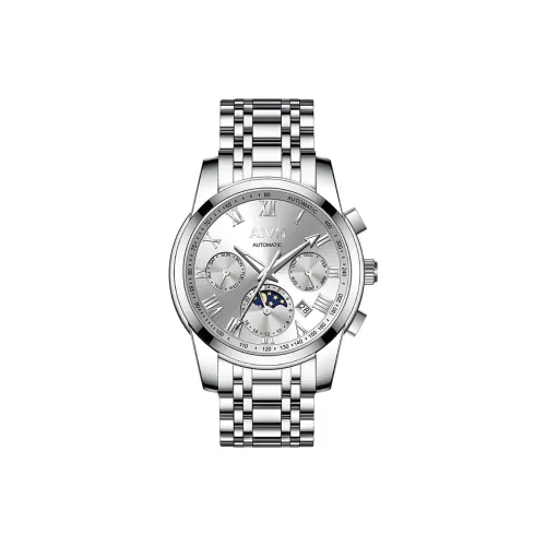 AIVN Механический механизм ремешок из нержавеющей стали мужские часы серебристый циферблат