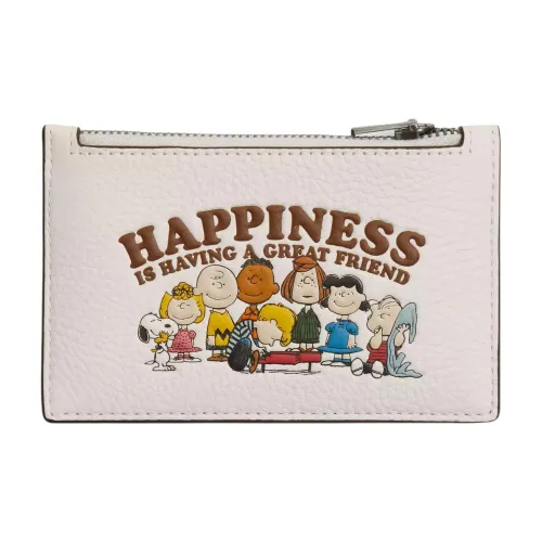 COACH Peanuts Pebble Leather Cardholder Mini Men's Chalk
