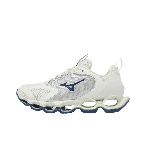 Mizuno Дышащие Низкие Кроссовки для Бега Мужские Белые и Синие