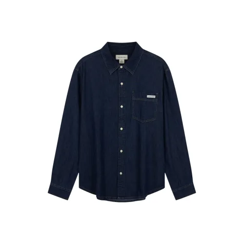 Calvin Klein N8D Темно-синий деним Мужские рубашки