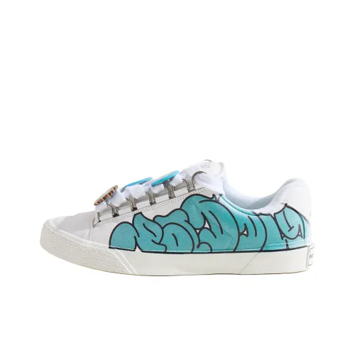 Mao642 x Paddy Wood Амортизация Износостойкие Низкие Кроссовки для Скейтбординга Мужские Белые и Синие