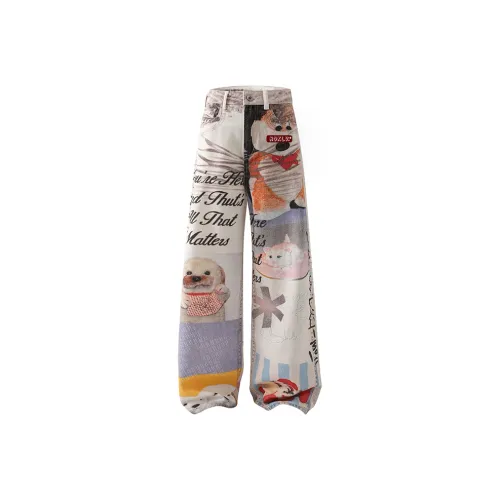 HOKLV Цифровой принт унисекс джинсы