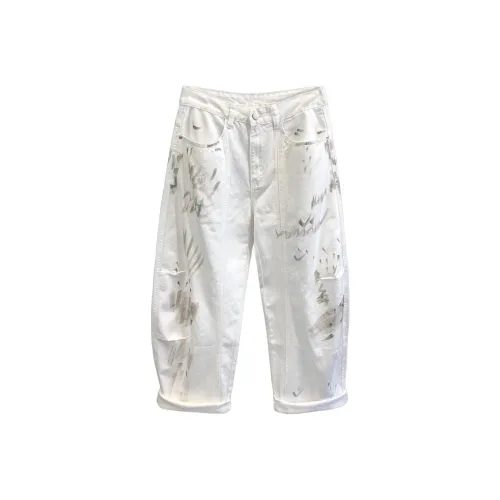 YGQPZHZ HAND DRAWN Белый Мужской Джинсы