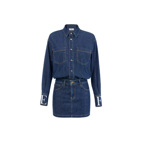 Elisabetta Franchi Длинное платье с длинными рукавами облегающее женское