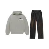 Комплект (Вулканический серый свитшот + черные повседневные штаны)