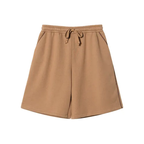GUCCI Вышитый Хлопок Джерси Шорты Повседневные Шорты Женские Коричневый