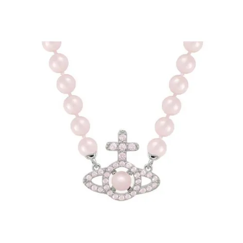 Вивьен Вествуд Brass Pearl Ожерелья Женское Серебро Розовый