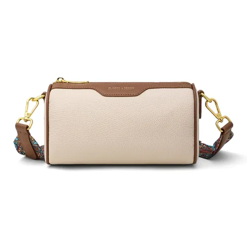 PT'SON Корова Кожа Цилиндрическая Сумка Сумка через плечо Сумка на плечо Стандартная Женская Экрю