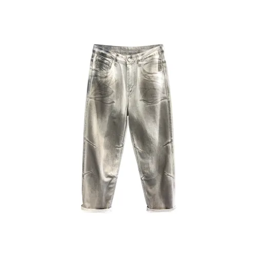 YGQPZHZ Белый Dirty Цвет Мужские Джинсы