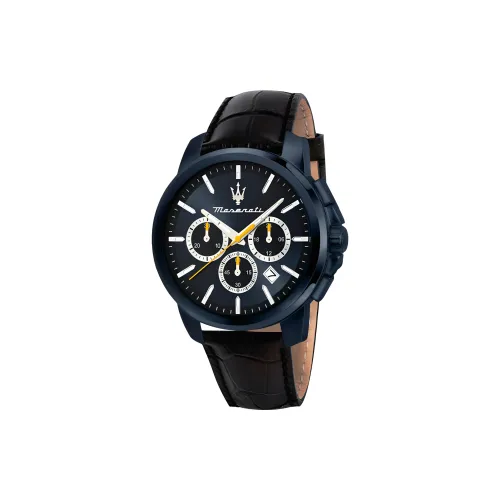 Maserati Кварцевые наручные часы натуральная кожа ремешок синий циферблат унисекс