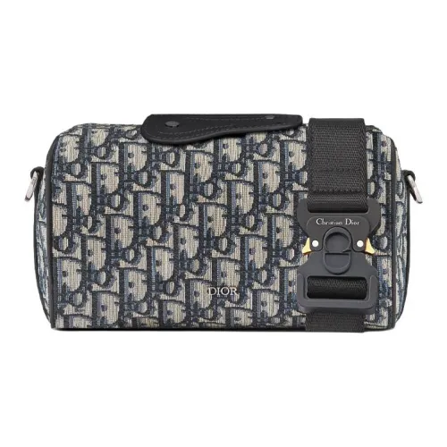 DIOR Lingot Коровья крупнозернистая текстура Детали Цилиндрическая сумка Сумка Сумка через плечо Сумка через плечо Стандартная Мужская