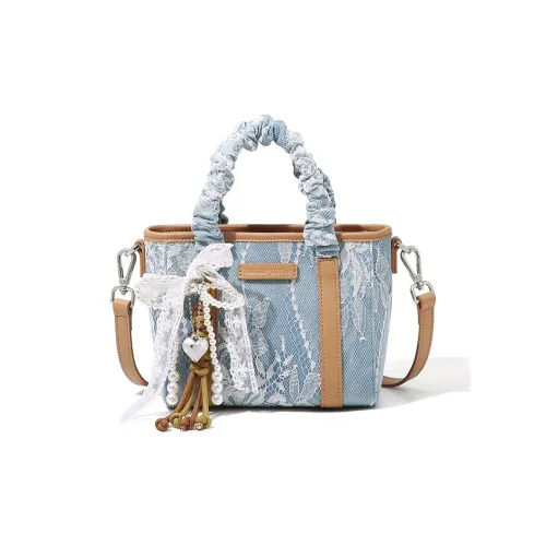 MAKEUP KITTEN Ткань Сумка Стандартная Женская Джинсовый Синий Кружево