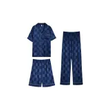 Темно-синий, синий, клетка, ребенок [набор из трех предметов, ледяной шелк, гладкий и охлаждающий]