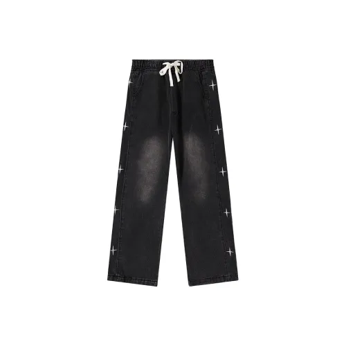 SAGP Звезды Принт Черные Унисекс Джинсы