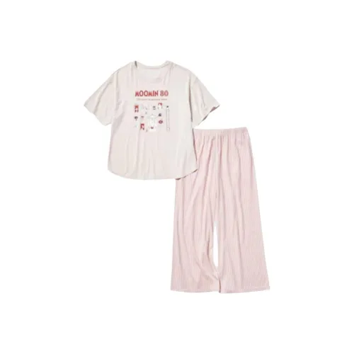 UNIQLO Комплект в тон Сливочный+Розовый Женские Повседневные костюмы