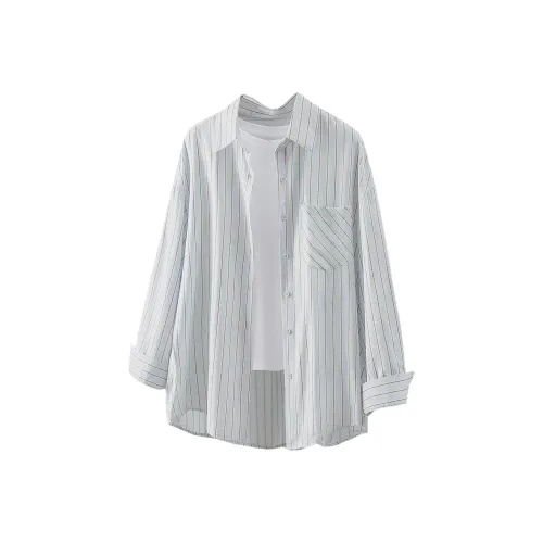 Cypress House Светло-синие Полосы Женские Рубашки