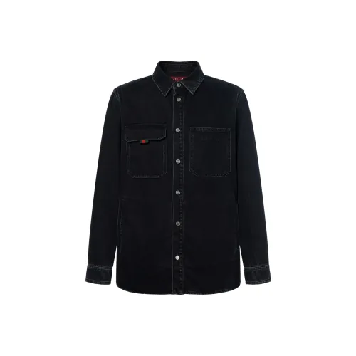 GUCCI SS24 Рубашка Мужская Темно-Серый