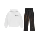 Комплект одежды (Белый свитшот + Черные повседневные штаны)