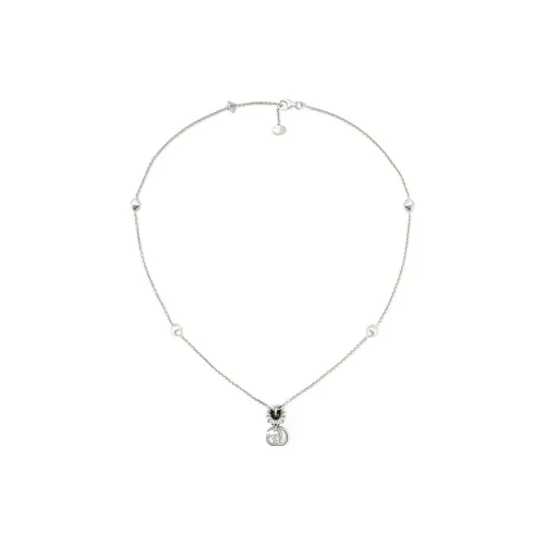 GUCCI GG Marmont Кристалл 925 стерлинговое серебро ожерелье Женское серебро