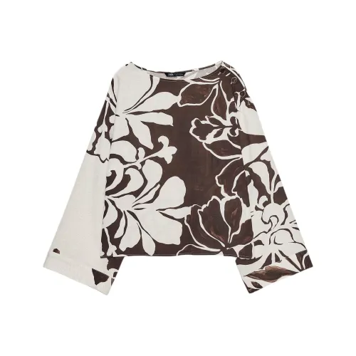 ZARA Телесный/Коричневый Женские Т-рубашки