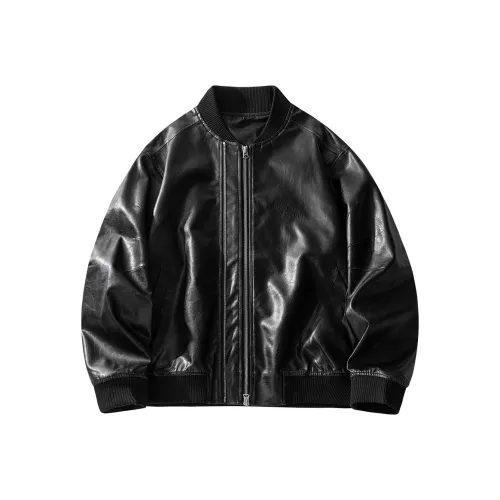 HZWH Черные Мужские Кожаные Куртки