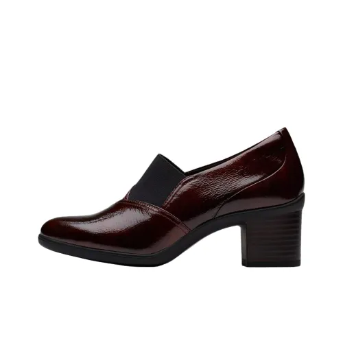 Clarks Shaya Tess Грубый каблук Высокие каблуки 5,5 см Женские Красно-коричневый