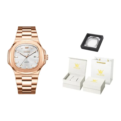 OLEVS Кварцевый механизм ремешок из нержавеющей стали мужские часы белый циферблат