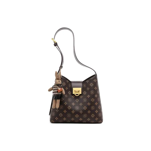 EBLAN Синтетическая кожа Сумка через плечо Стандартная Женская Кофейного цвета