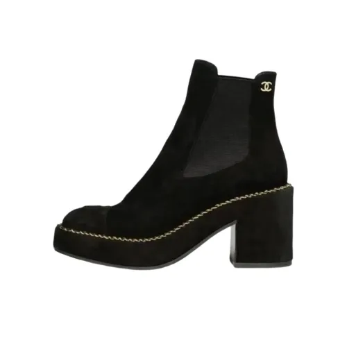 CHANEL 25B Короткий Челси 8,5 см Женский Черный