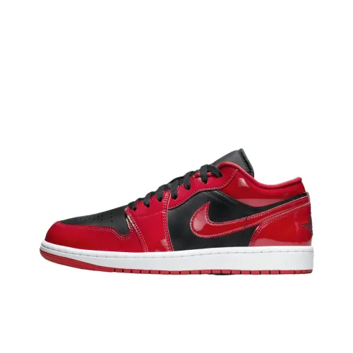 Jordan Air Jordan 1 Low Топ Винтажные Баскетбольные Кроссовки Унисекс Черный Красный
