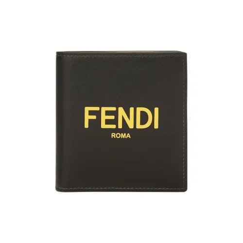 FENDI Многоцветный Кожа Кошелек Мужской Черный Желтый