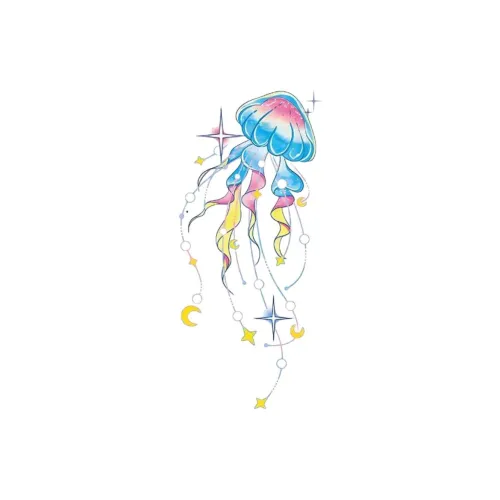 SHITIAN Illusion Jellyfish Multicolor Tattoo Sticker SHITIAN Иллюзия Медуза Многоцветный Тату Стикер
