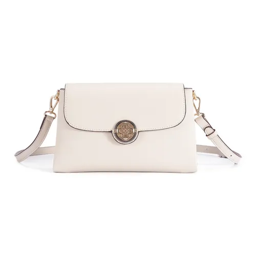 Dubaolu Сумка через плечо из коровьей кожи женская цвет экрю яшма