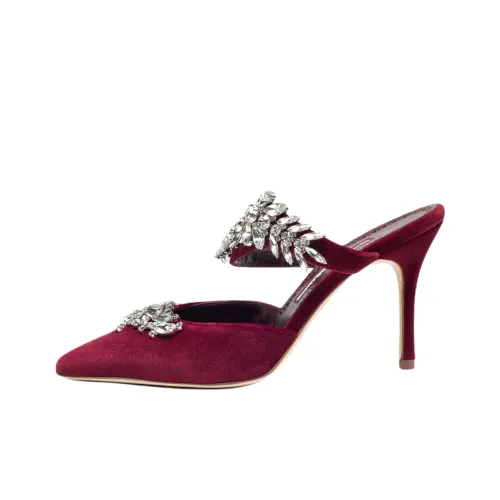 MANOLO BLAHNIK Домашние тапочки 9 см Женские Темно-красный