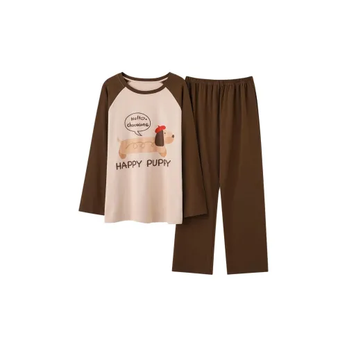 Pretty lady Бежевый Коричневый Мужской Пижамный Комплект