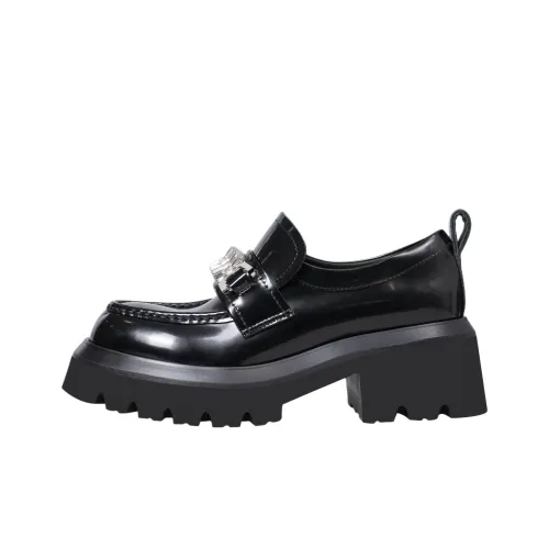 REDSWAN Преппи стиль Повседневная одежда Повседневный Кампус Свидание Комплект Лоферы 5,5 см Женский Черный